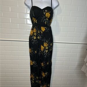 Floral Black and Yellow Jumpsuit